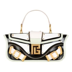 Balmain Blaze Mint Green Leather Baguette Top Handle Crossbody Bag