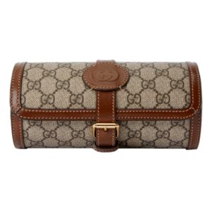 Gucci GG Supreme Canvas Leather Beige Brown Watch Case