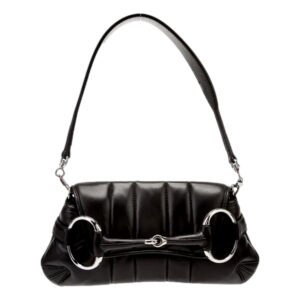 Gucci Horsebit Vertical Quilted Leather Small Chain Shoulder Bag Black