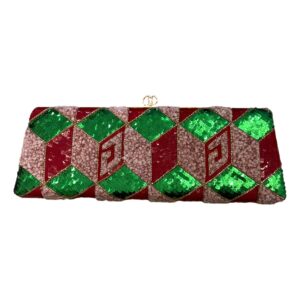 Gucci Broadway Embellished Sequins and Crystals Red Green Pink Chain Shoulder Bag Clutch