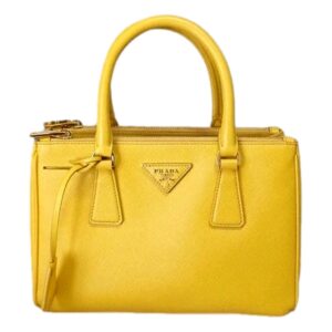 Prada Galleria Saffiano Lux Leather Small Tote Handbag Sole Yellow