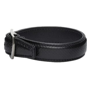 Saint Laurent Black Leather Snake Embossed Buckle Bracelet